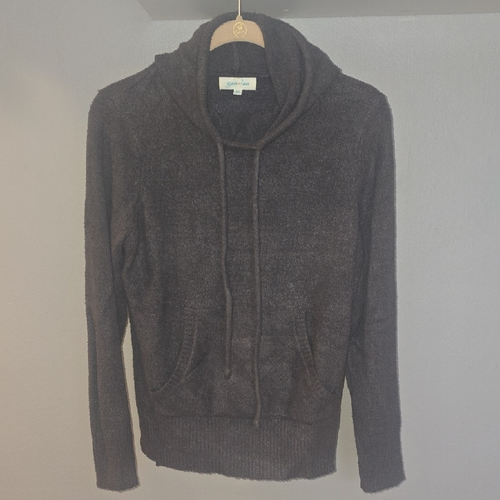 Grace & Lace Bambu Hooded Cowl Neck  Sweater - Picture 2 of 5